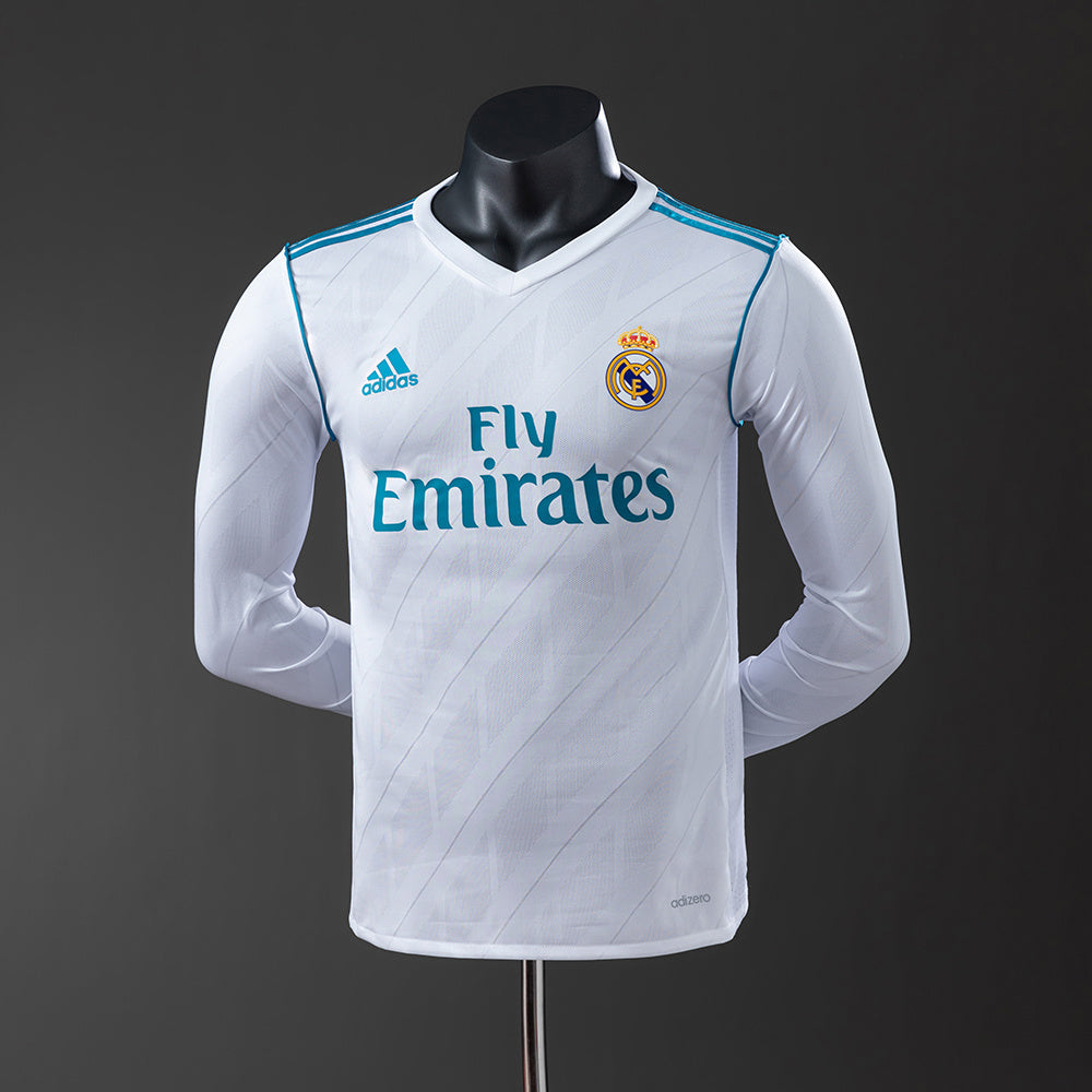 Real Madrid 2017-18 Home White Full Sleeve Retro Jersey (Full Sleeve)