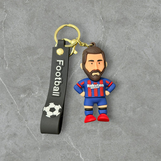 3D Football Legend Silicone Keychains (Messi Barcelona, Argentina & Ronaldo Real Madrid)